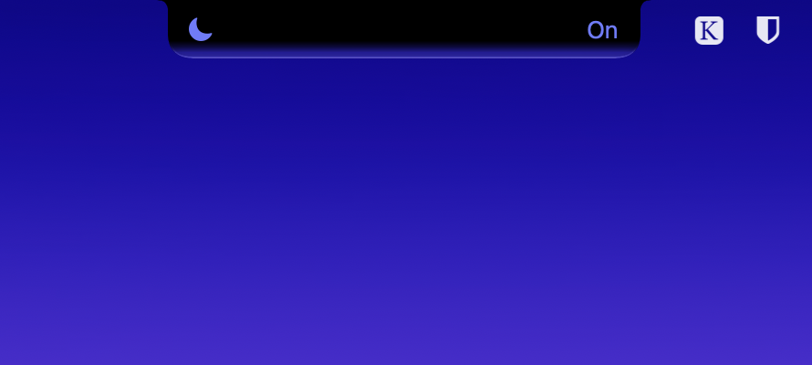 Knotch's closed notch showing a Do Not Disturb moon icon and 'On' status.
